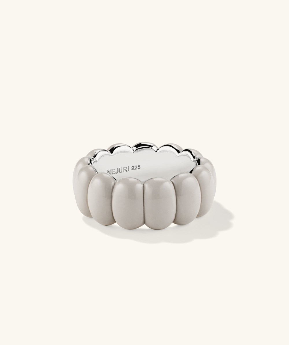 Mejuri Puffy Charlotte Enamel Ring - Sterling Silver, Cloud Enamel Canada Store