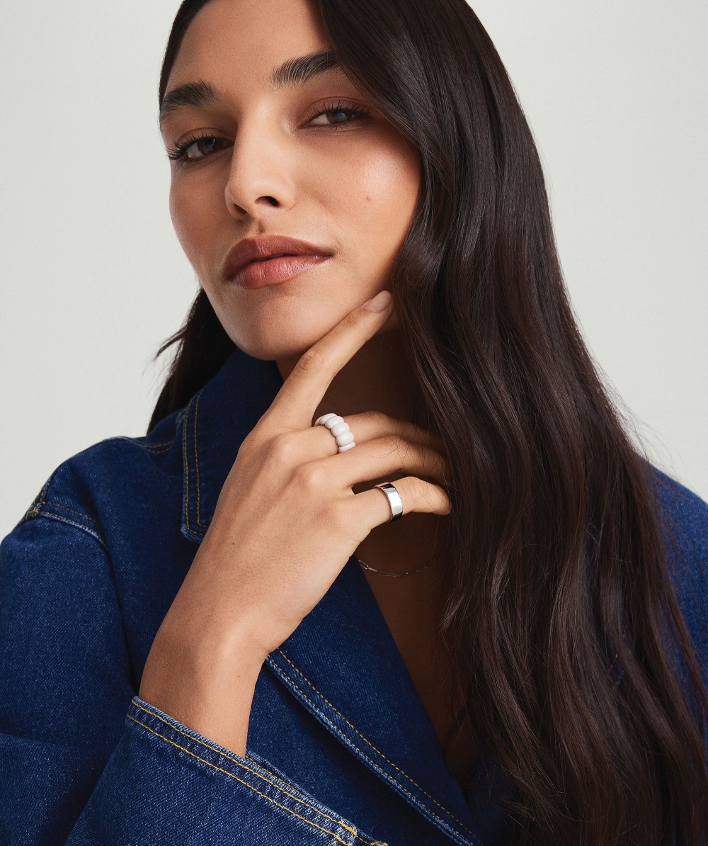 Mejuri Puffy Charlotte Enamel Ring - Sterling Silver, Cloud Enamel Canada Store