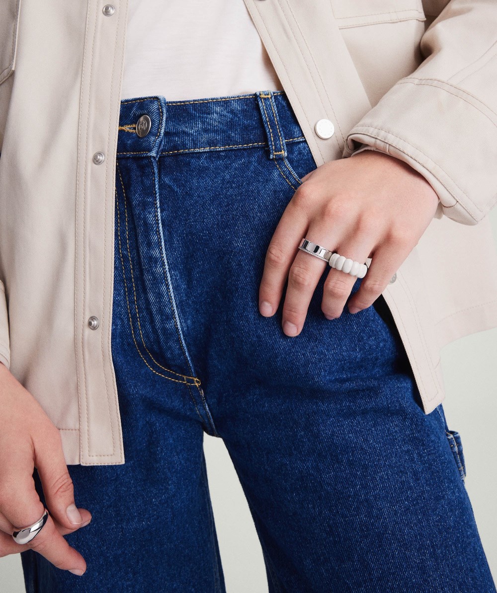 Mejuri Puffy Charlotte Enamel Ring - Sterling Silver, Cloud Enamel Canada Store