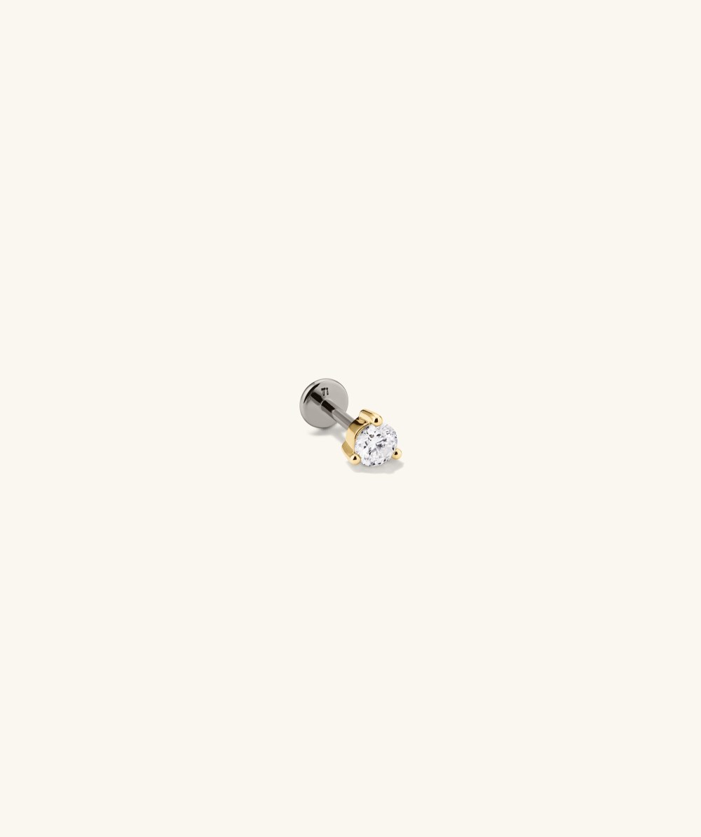 Mejuri Piercing Studio - Round Diamond Flat Back Stud - 14k Yellow Gold Canada Store