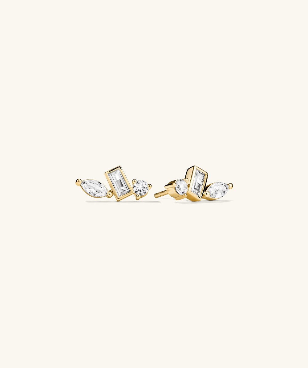 Mejuri Lab Grown Sapphire Climber Studs - Gold Vermeil Canada Store