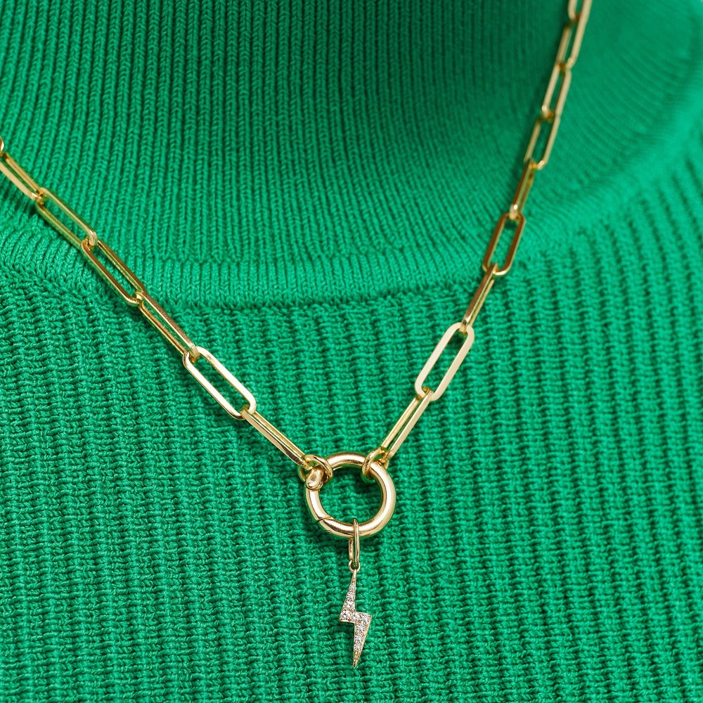 Mejuri Pavﾨﾦ Diamond Lightning Bolt Charm - 14k Yellow Gold Canada Store