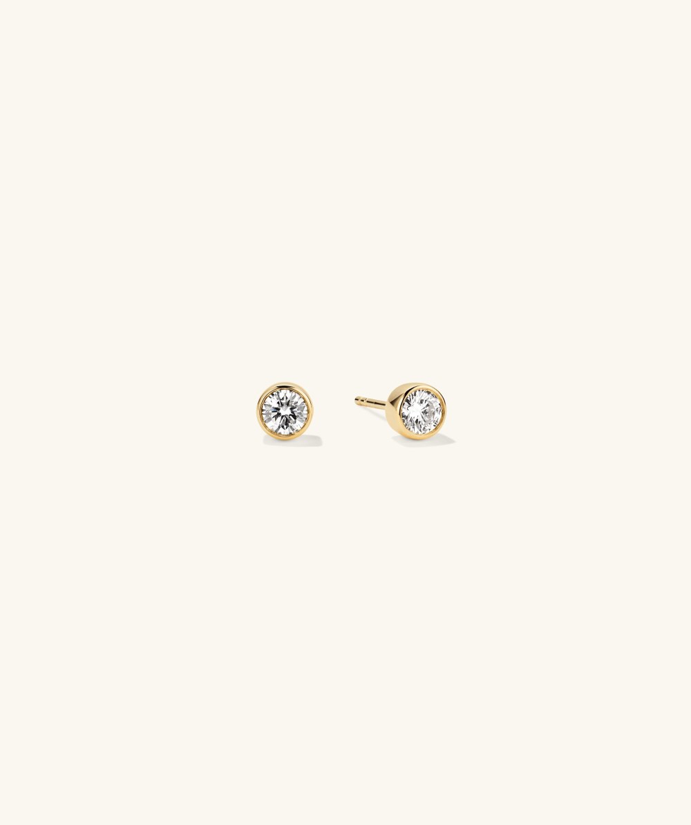 Mejuri Bezel Round Lab Grown Diamond Studs 0.5 ct - 14k Yellow Gold Canada Store