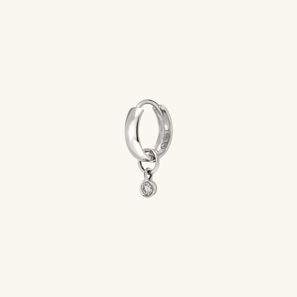 Mejuri Single Mini Gemstone Hoop Charm - 14k White Gold Canada Store