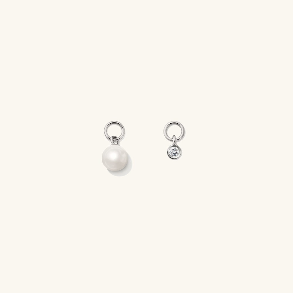 Mejuri Single Mini Gemstone Hoop Charm - 14k White Gold Canada Store