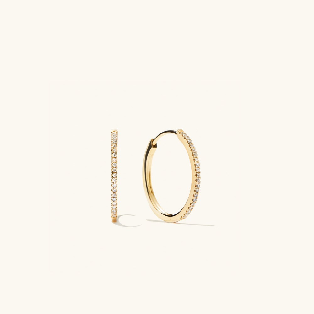 Mejuri Pavﾨﾦ Diamond Medium Hoops - 14k Yellow Gold Canada Store