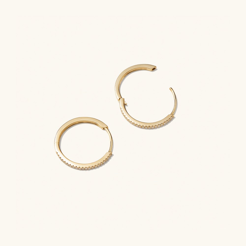 Mejuri Pavﾨﾦ Diamond Medium Hoops - 14k Yellow Gold Canada Store