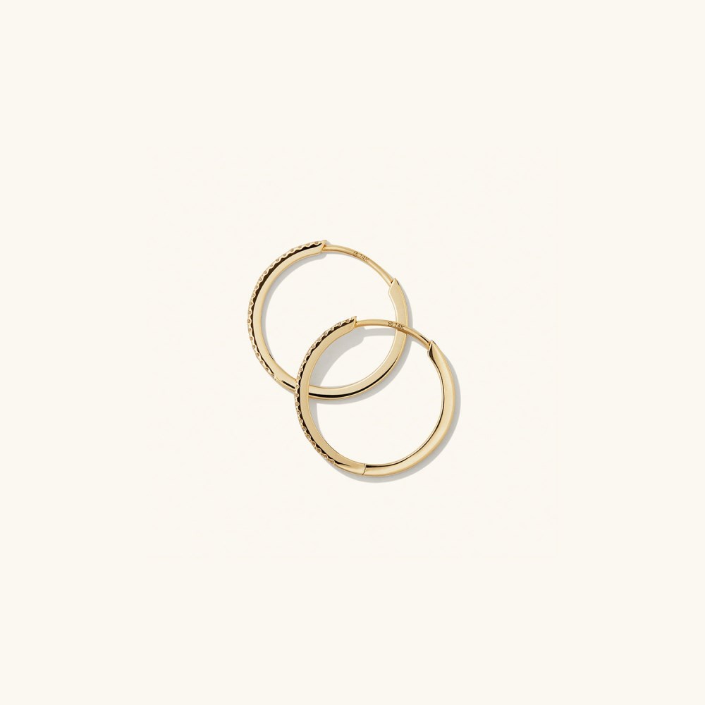 Mejuri Pavﾨﾦ Diamond Medium Hoops - 14k Yellow Gold Canada Store