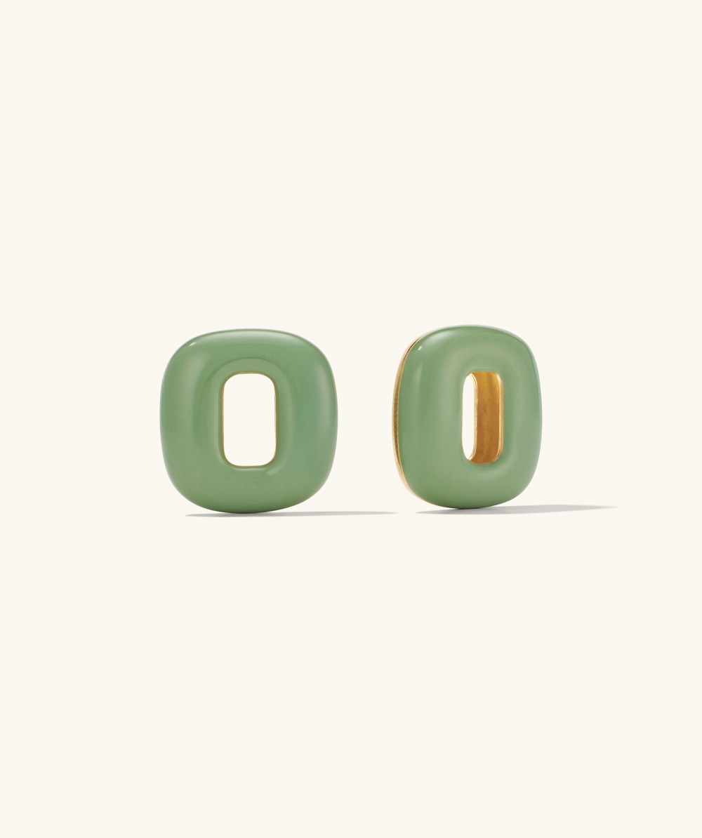 Mejuri Stevie Hoop Links - Gold Vermeil, Pistachio Enamel Canada Store
