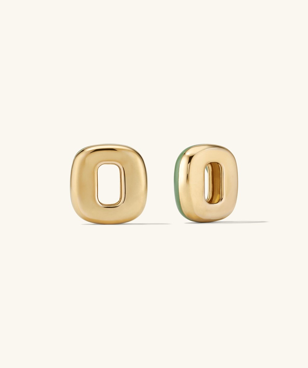 Mejuri Stevie Hoop Links - Gold Vermeil, Pistachio Enamel Canada Store