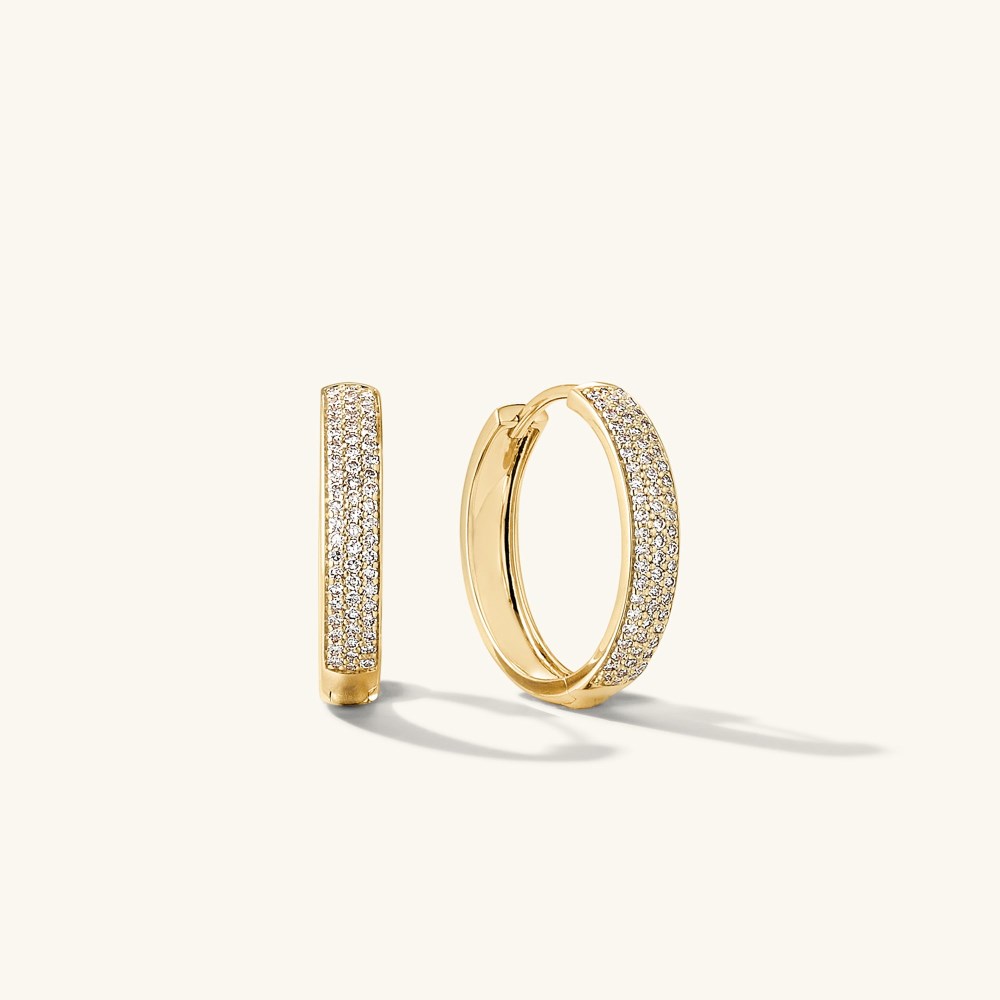 Mejuri Bold Pavﾨﾦ Diamond Medium Hoops - 14k Yellow Gold Canada Store