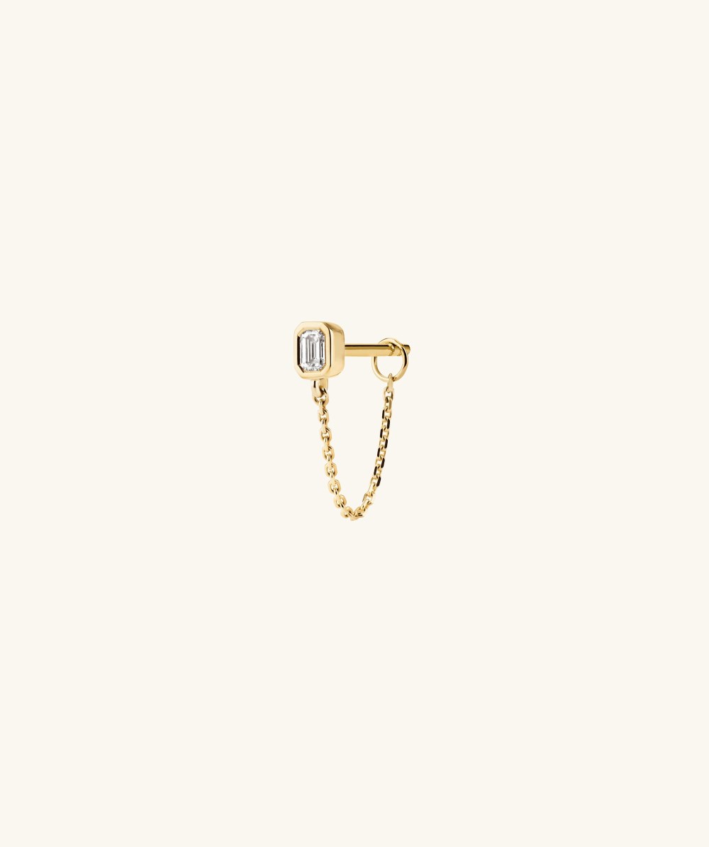 Mejuri Lab Grown Diamond Emerald Chain Stud - 14k Yellow Gold Canada Store