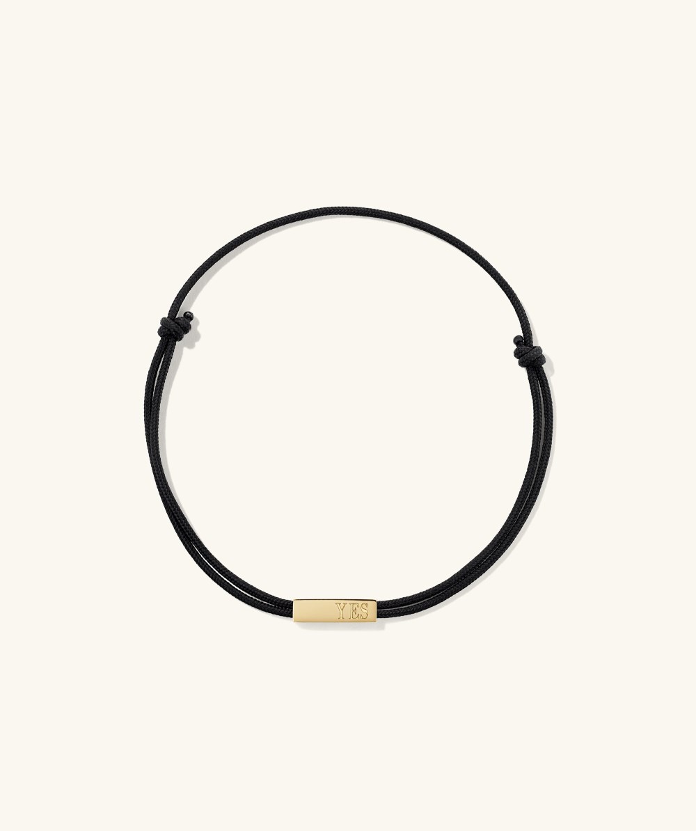 Mejuri Bar Cord Bracelet - 14k Yellow Gold, Black Cord Canada Store