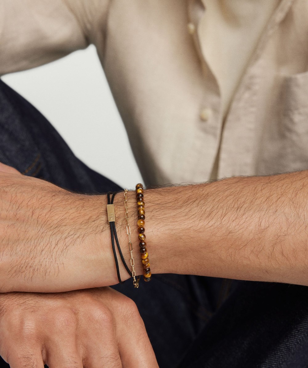 Mejuri Bar Cord Bracelet - 14k Yellow Gold, Black Cord Canada Store