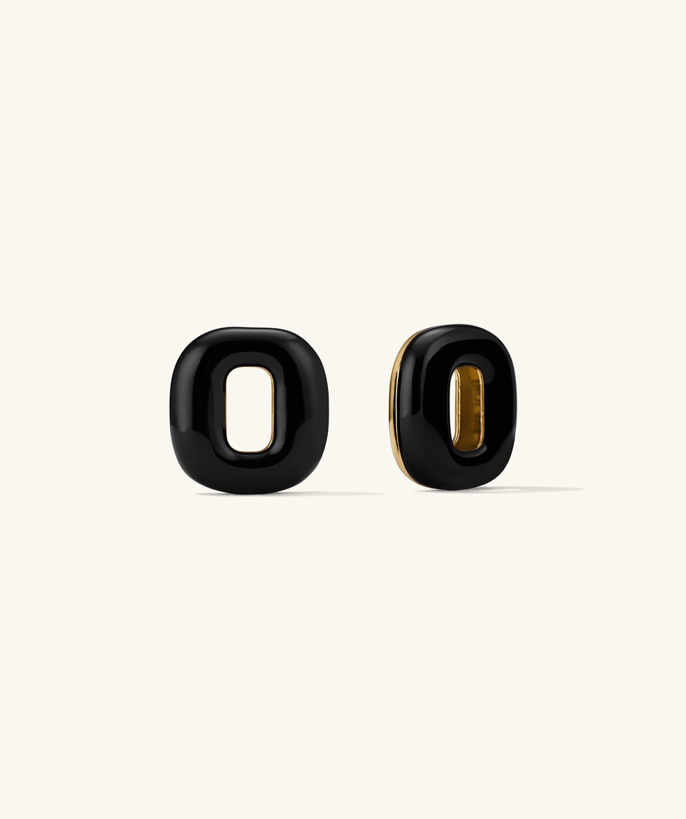 Mejuri Stevie Hoop Links - Gold Vermeil, Black Enamel Canada Store
