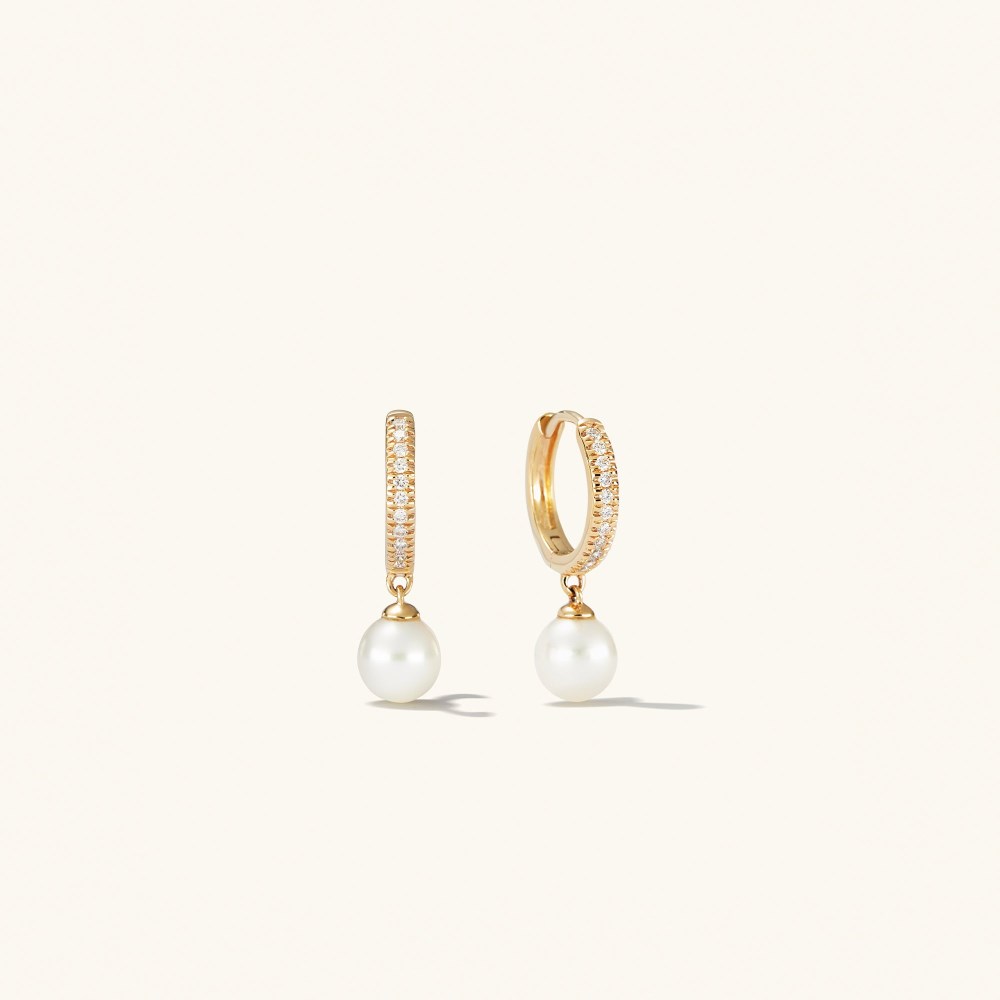 Mejuri Pavﾨﾦ Diamond Pearl Huggies - 14k Yellow Gold Canada Store
