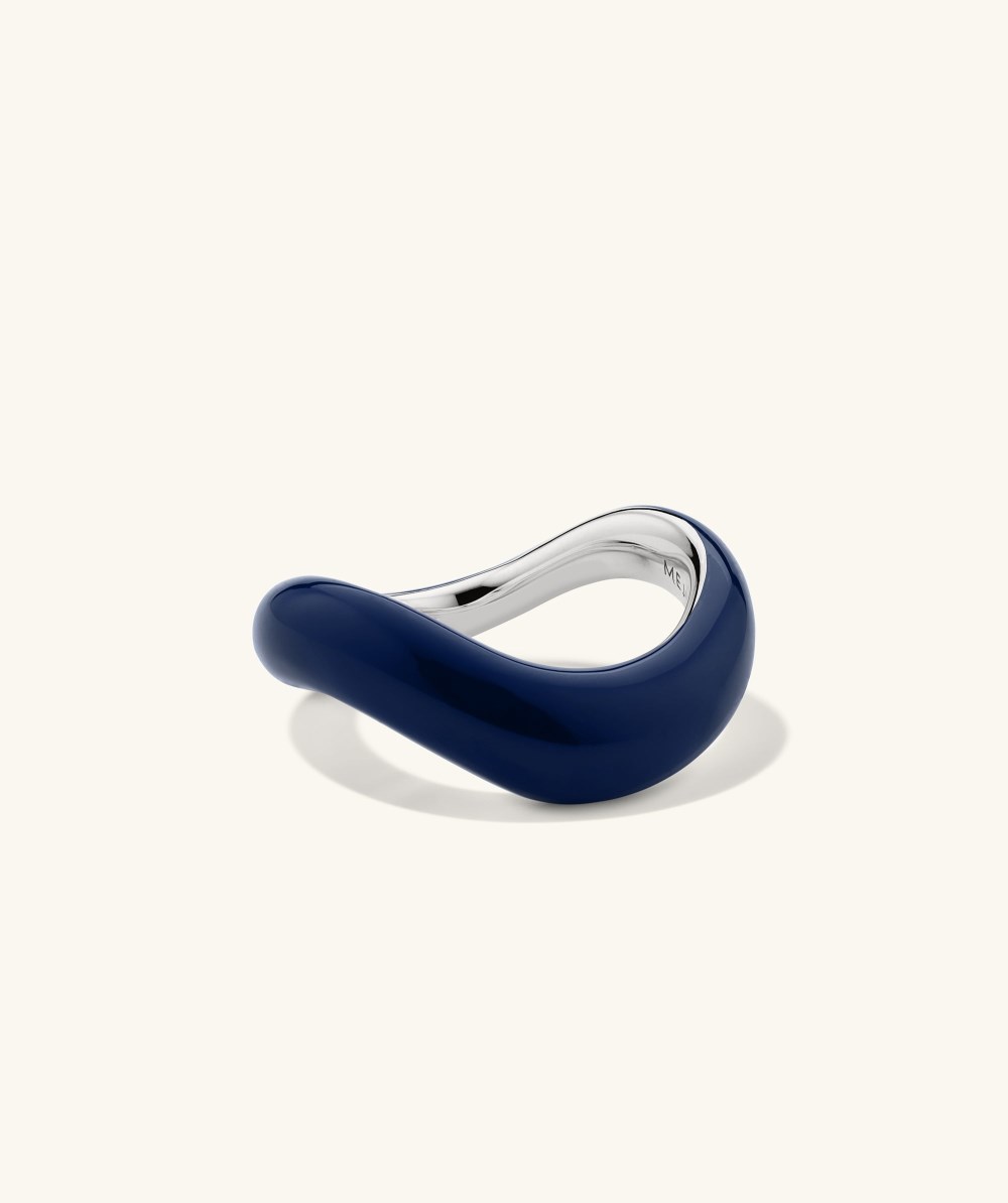 Mejuri D?me Figure Ring - Sterling Silver, Navy Enamel Canada Store