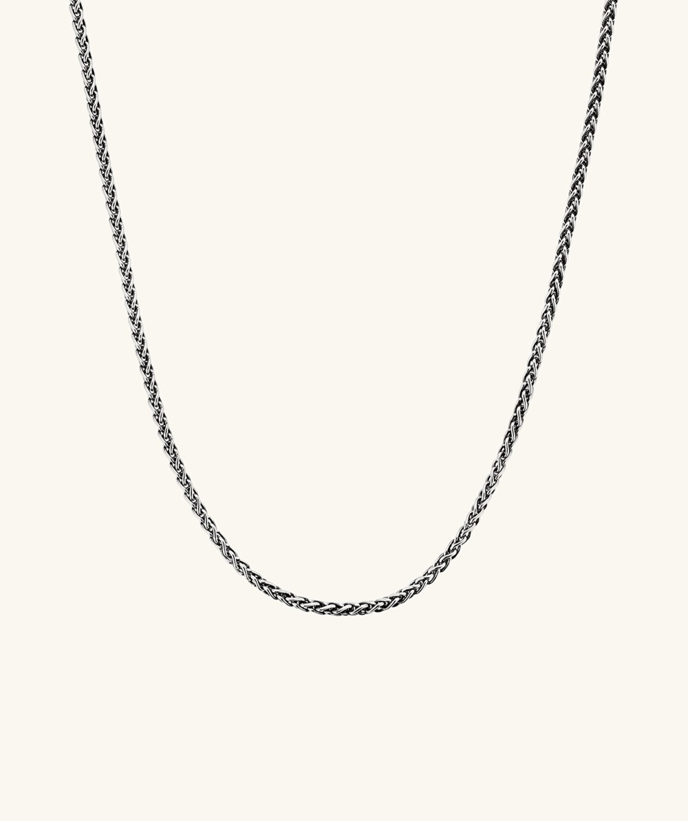 Mejuri 2.4mm Wheat Chain Necklace - Oxidized Sterling Silver Canada Store