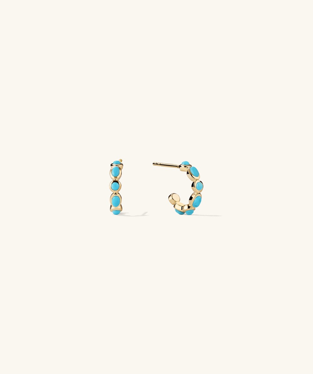 Mejuri Bezel Turquoise Huggies - 14k Yellow Gold Canada Store