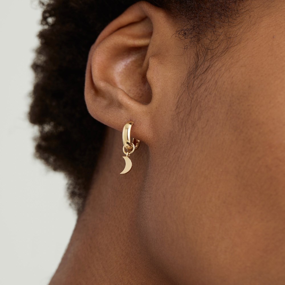 Mejuri Single Moon Hoop Charm - 14k Yellow Gold Canada Store