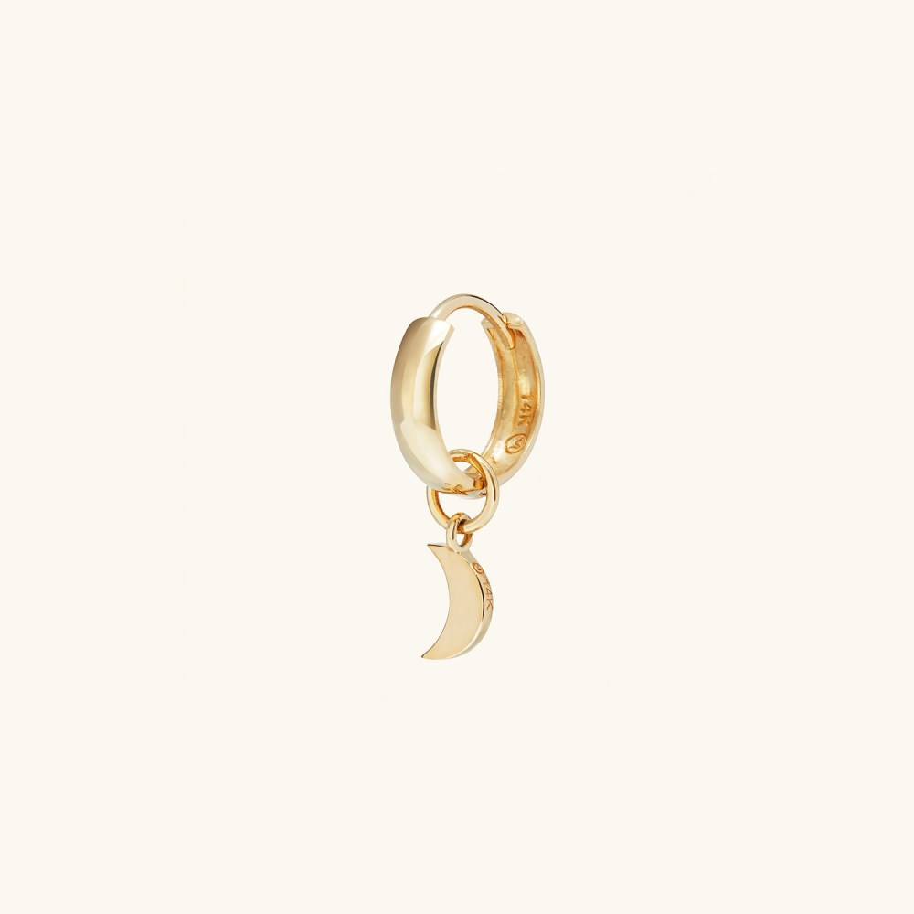 Mejuri Single Moon Hoop Charm - 14k Yellow Gold Canada Store