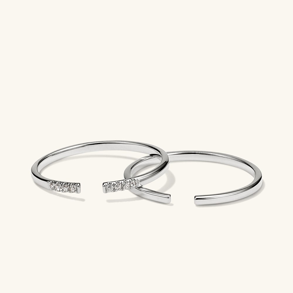 Mejuri Beam Open Ring Stacker Set - 14k White Gold Canada Store