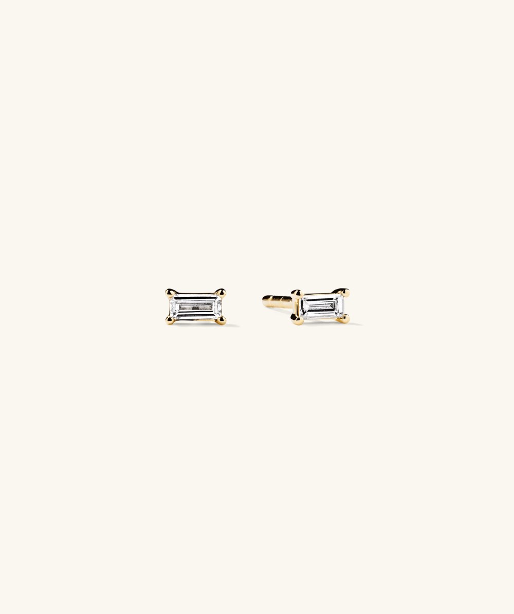 Mejuri Mini Baguette Diamond Studs - 14k Yellow Gold Canada Store
