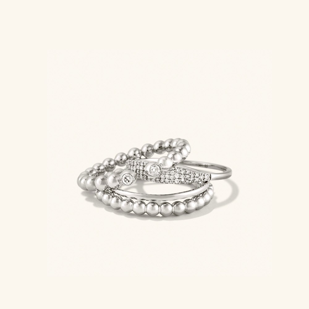 Mejuri Bold Beaded Diamond Open Ring - 14k White Gold Canada Store