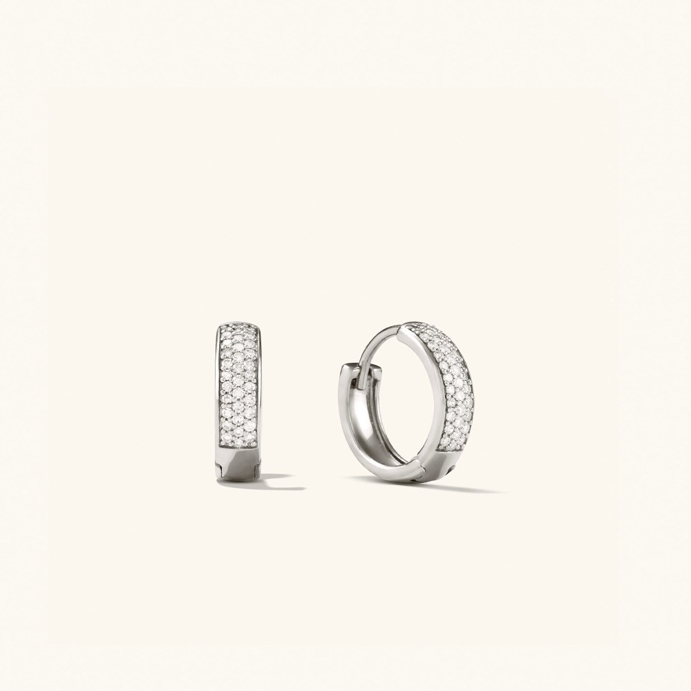 Mejuri Bold Pavﾨﾦ Diamond Huggie Hoops - 14k White Gold Canada Store