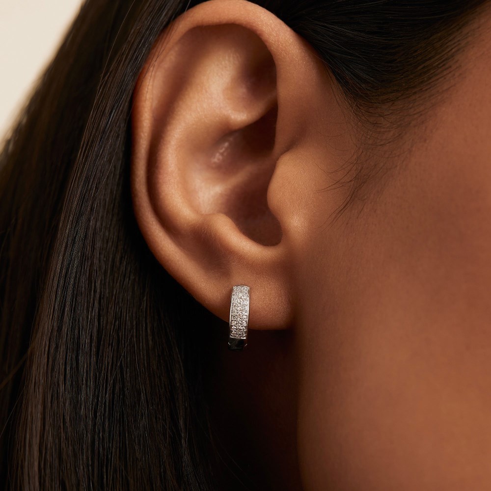 Mejuri Bold Pavﾨﾦ Diamond Huggie Hoops - 14k White Gold Canada Store
