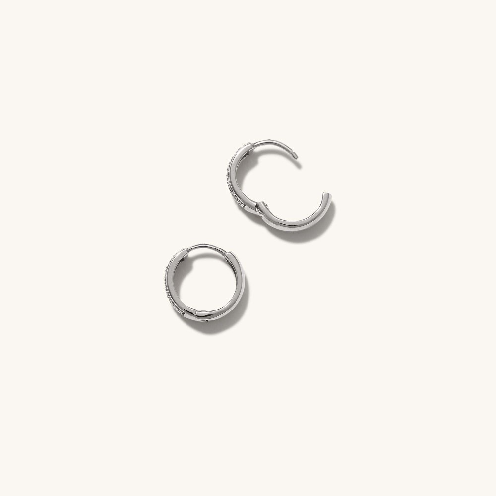 Mejuri Bold Pavﾨﾦ Diamond Huggie Hoops - 14k White Gold Canada Store