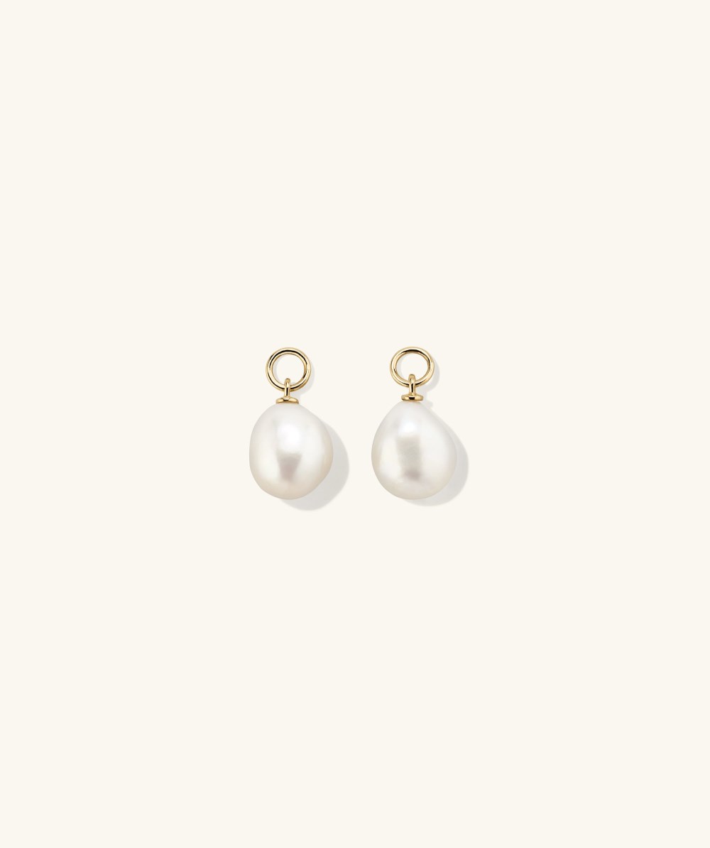 Mejuri Organic Pearl Hoop Charms - Gold Vermeil Canada Store