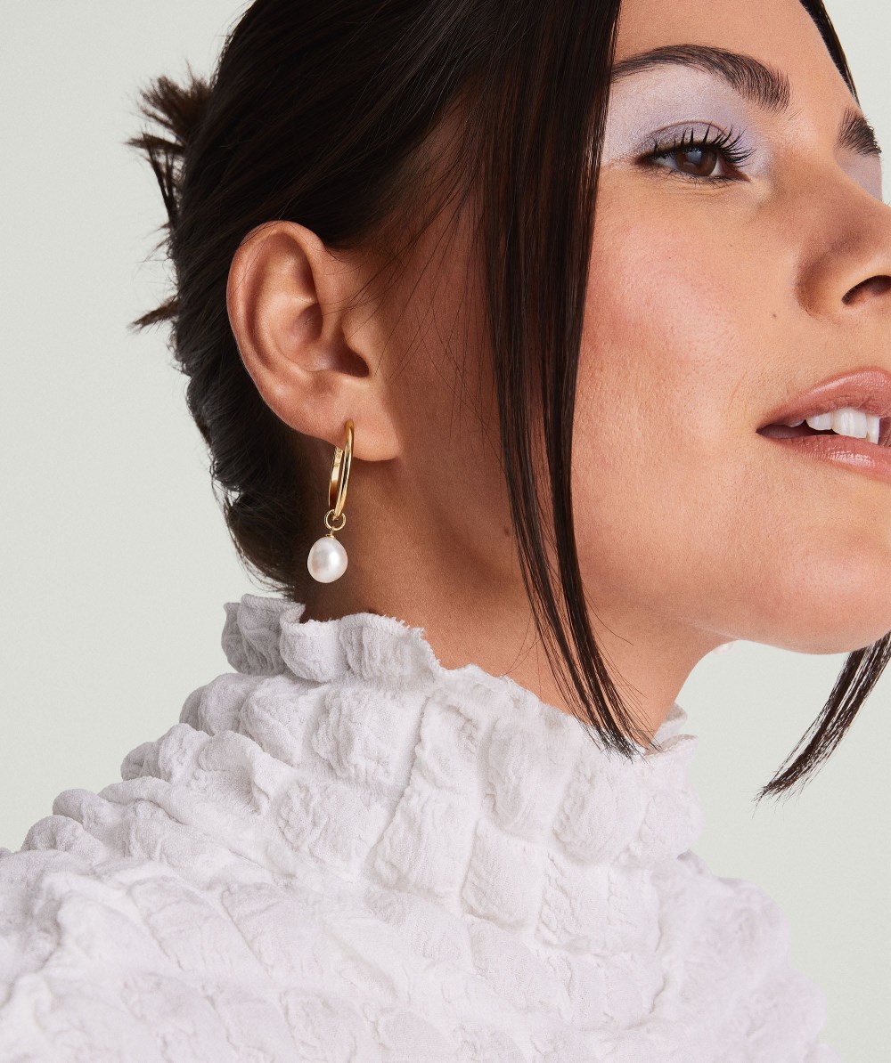 Mejuri Organic Pearl Hoop Charms - Gold Vermeil Canada Store