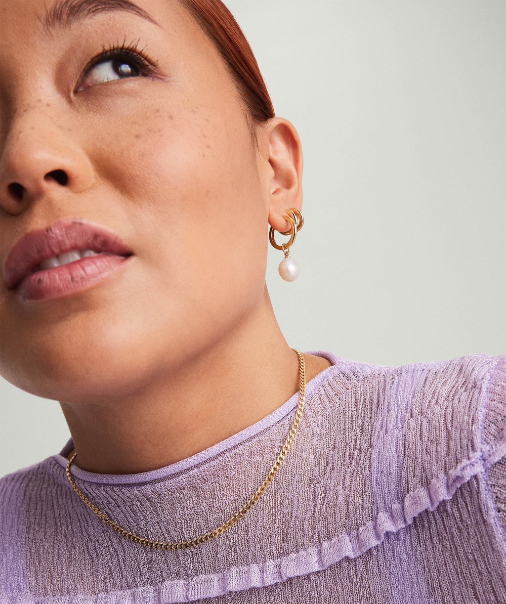 Mejuri Organic Pearl Hoop Charms - Gold Vermeil Canada Store