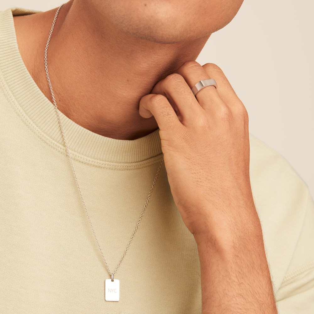 Mejuri Cable Chain Tag Necklace - Sterling Silver Canada Store