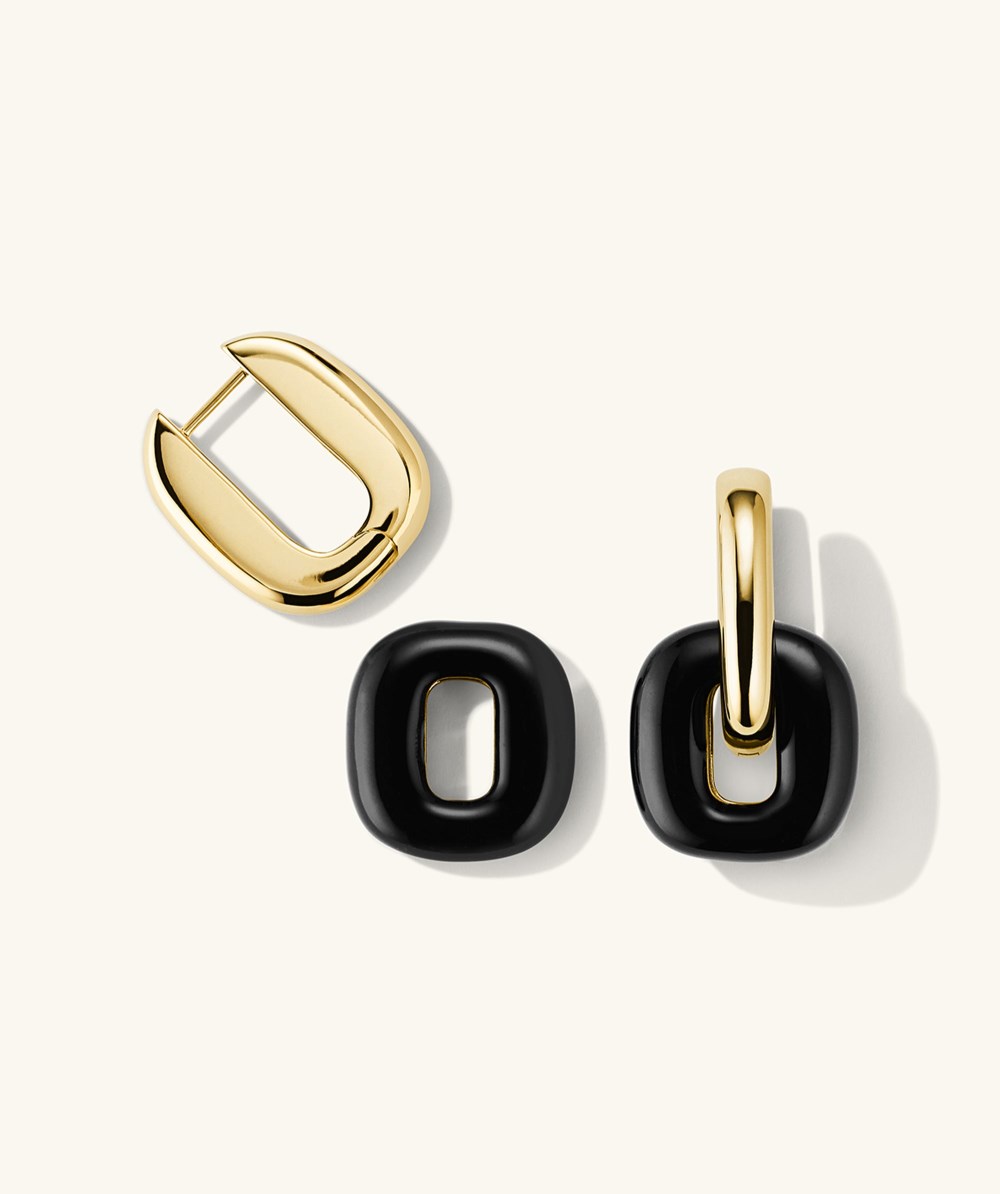 Mejuri Stevie Hoops - Gold Vermeil, Black Enamel Canada Store