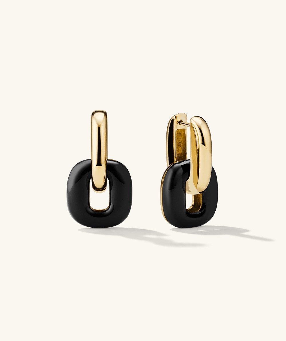 Mejuri Stevie Hoops - Gold Vermeil, Black Enamel Canada Store
