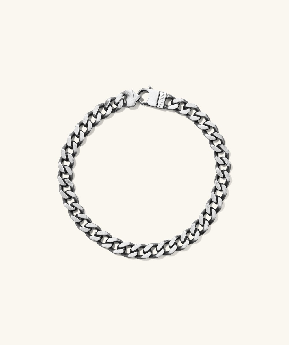 Mejuri 5mm Curb Chain Bracelet - Oxidized Sterling Silver Canada Store