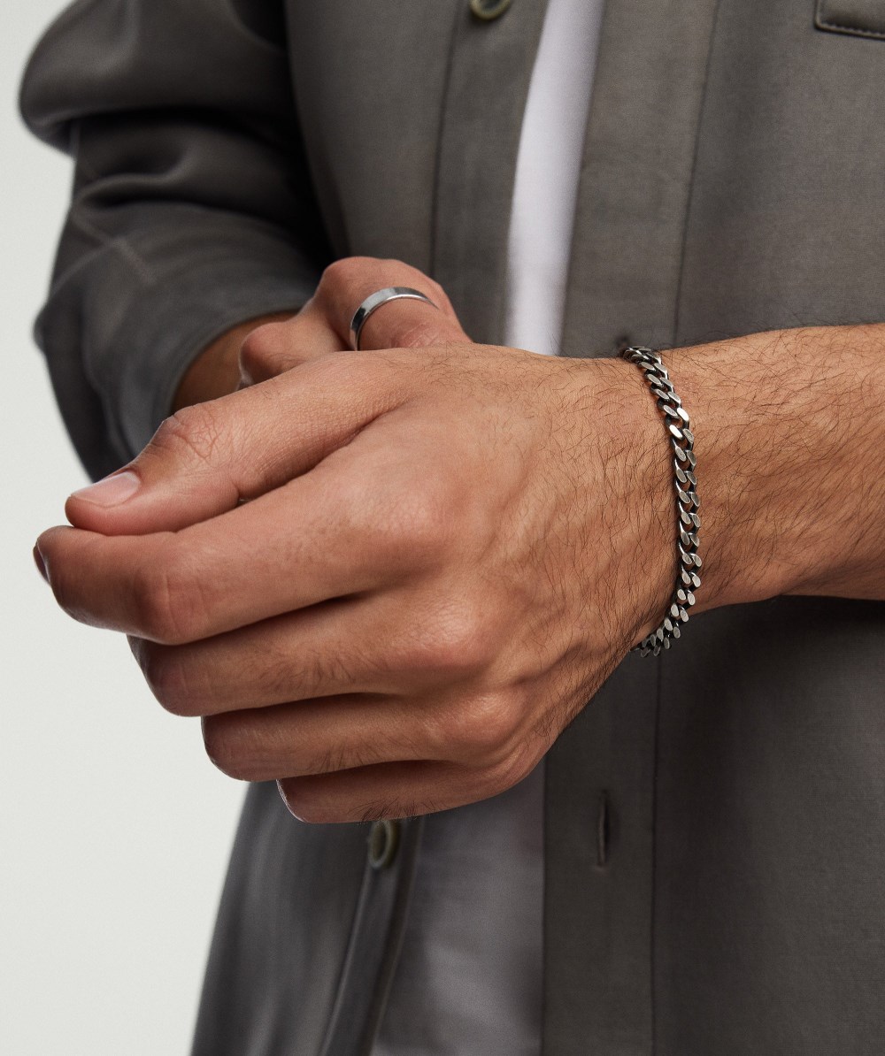 Mejuri 5mm Curb Chain Bracelet - Oxidized Sterling Silver Canada Store