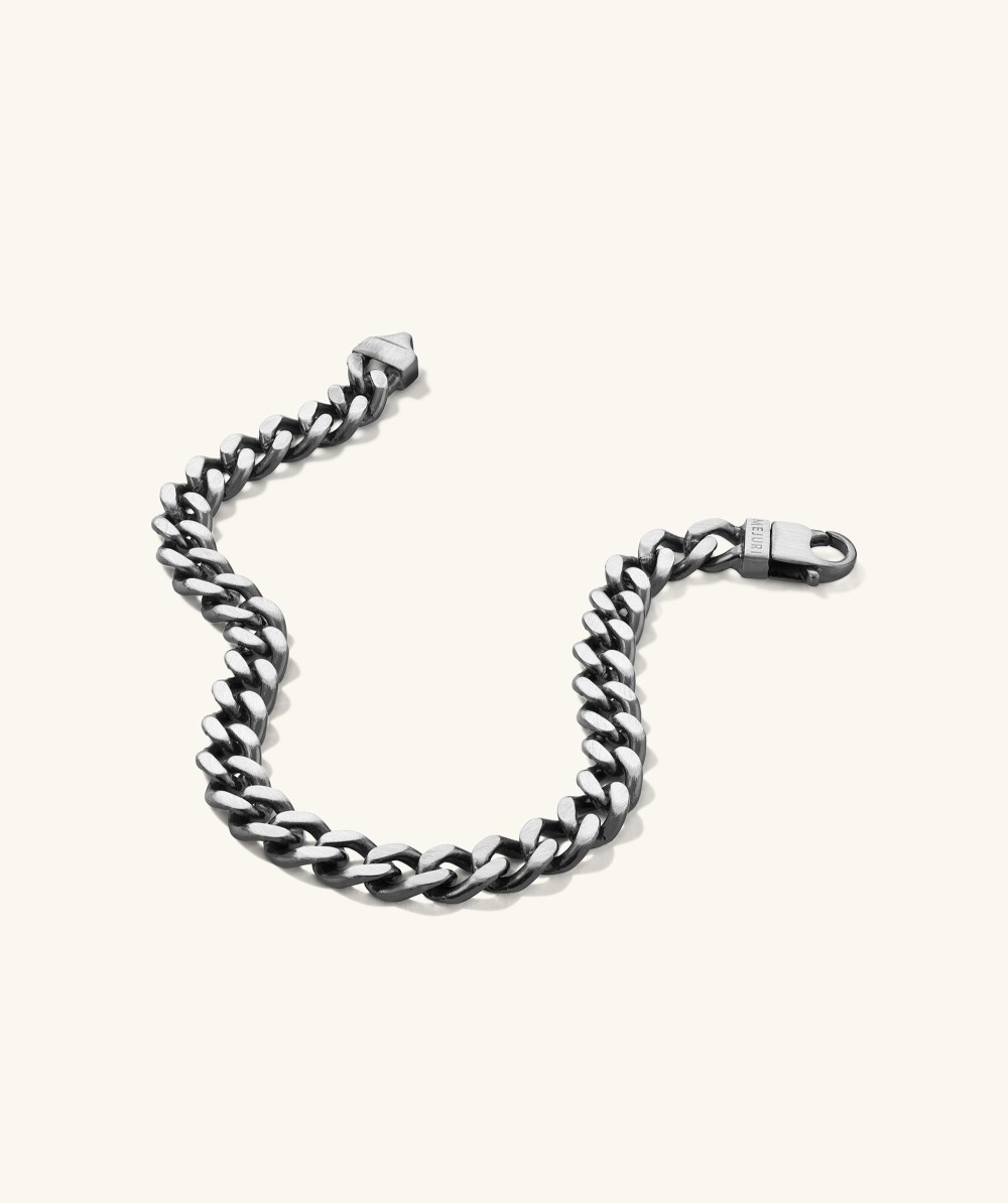 Mejuri 5mm Curb Chain Bracelet - Oxidized Sterling Silver Canada Store