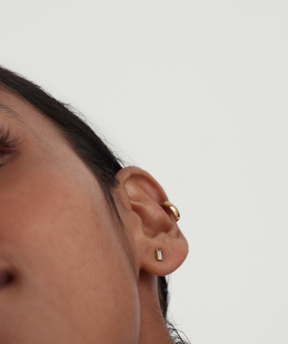 Mejuri Baguette Diamond Stud - 14k Yellow Gold Canada Store