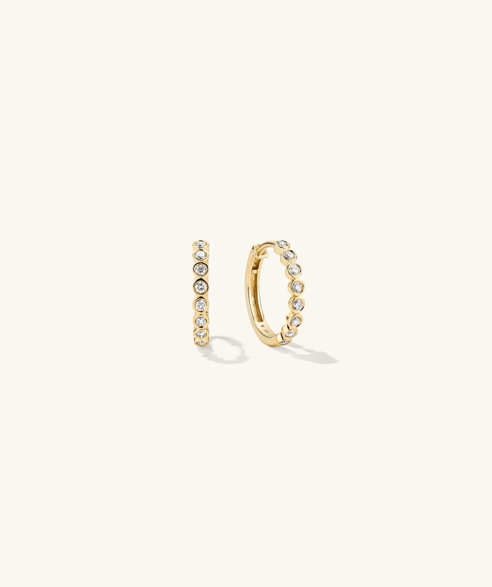 Mejuri Bezel Lab Grown Diamond Small Hoops - 14k Yellow Gold Canada Store