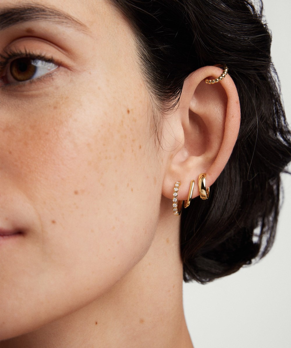Mejuri Bezel Lab Grown Diamond Small Hoops - 14k Yellow Gold Canada Store