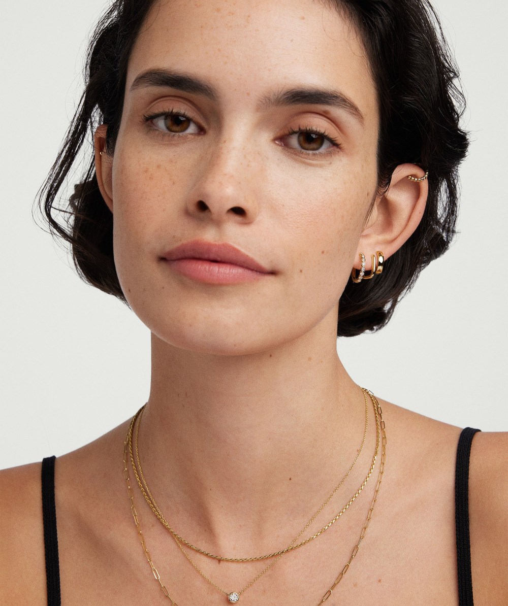 Mejuri Bezel Lab Grown Diamond Small Hoops - 14k Yellow Gold Canada Store