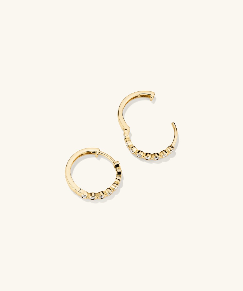 Mejuri Bezel Lab Grown Diamond Small Hoops - 14k Yellow Gold Canada Store
