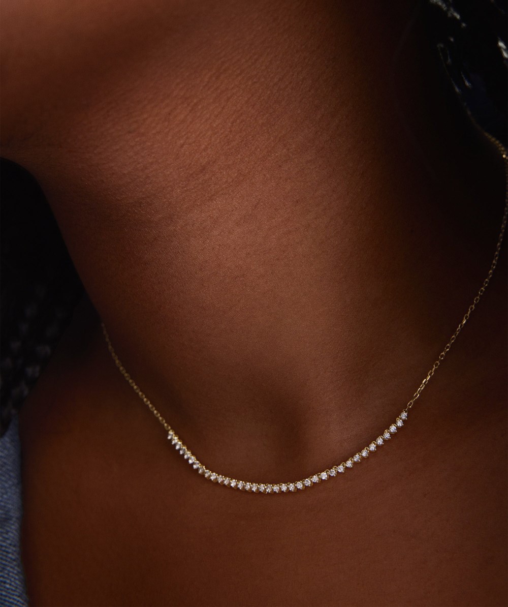 Mejuri Diamond Half Tennis Necklace - 14k Yellow Gold Canada Store
