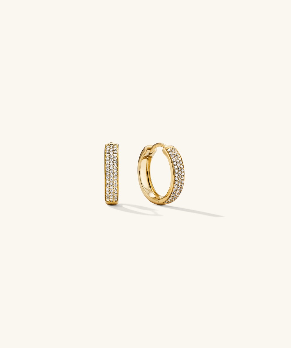 Mejuri Bold Pavﾨﾦ Diamond Small Hoops - 14k Yellow Gold Canada Store