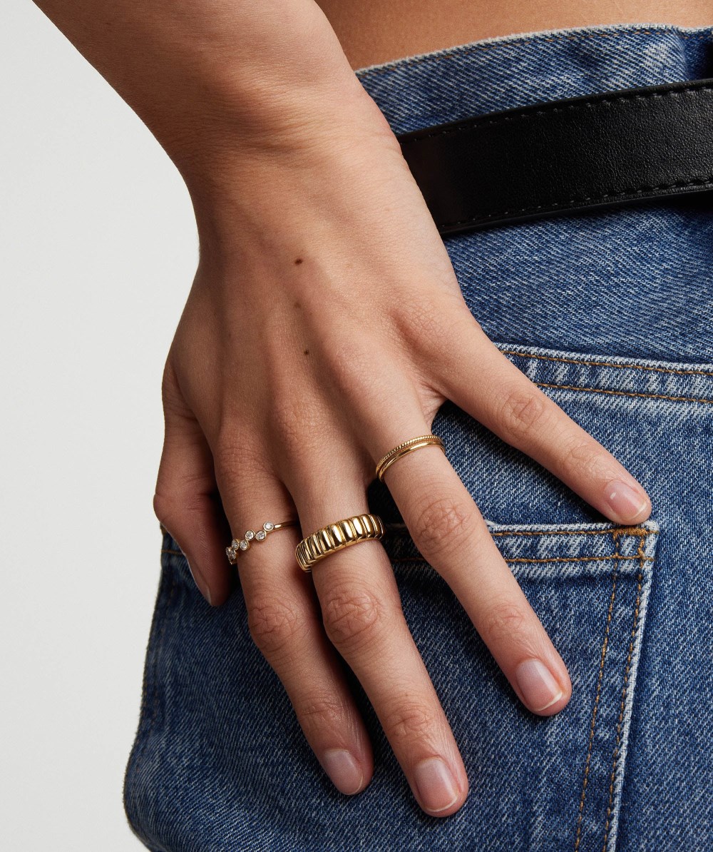 Mejuri Bezel Lab Grown Diamond Zig-Zag Ring - 14k Yellow Gold Canada Store