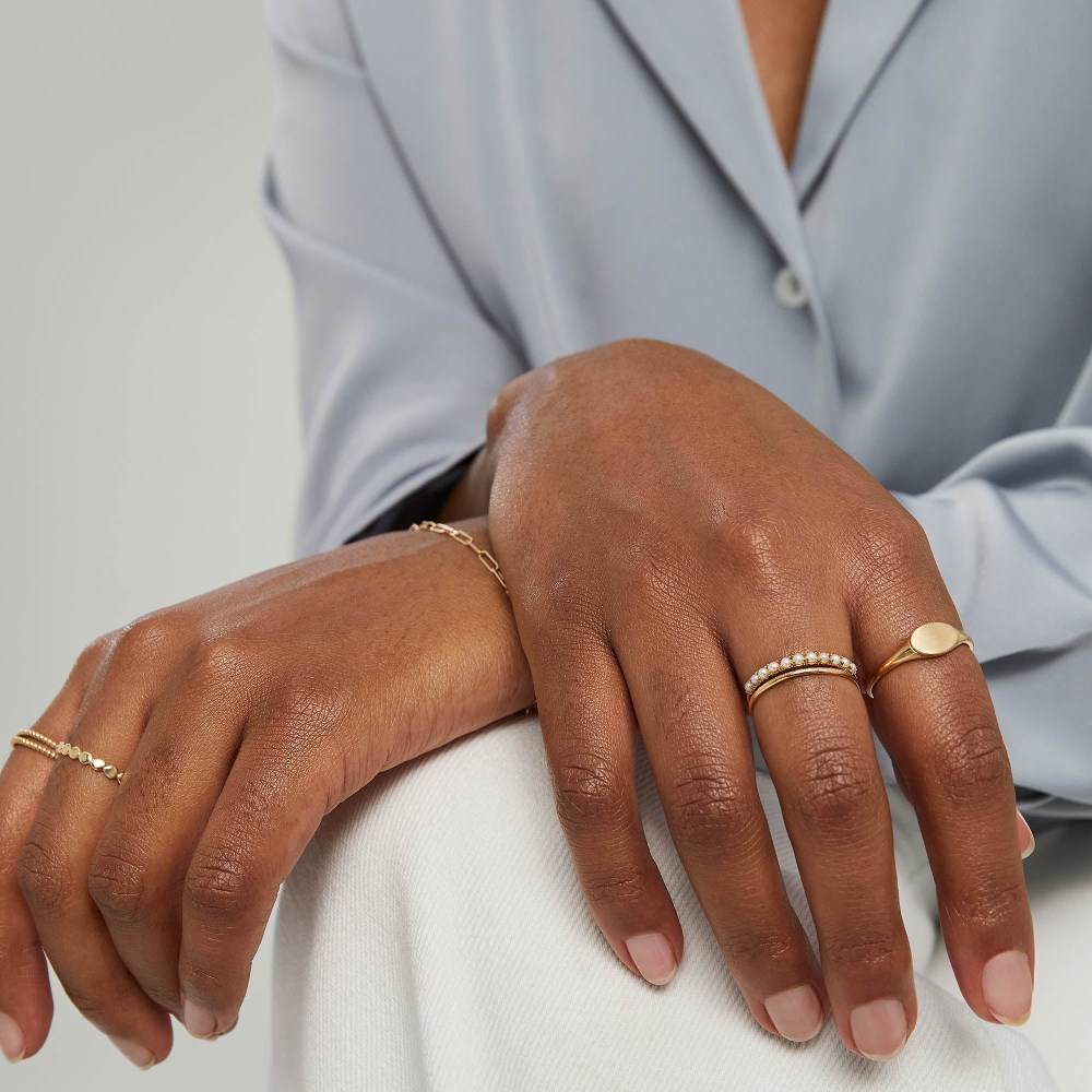 Mejuri Pearl Half Eternity Ring - 14k Yellow Gold Canada Store