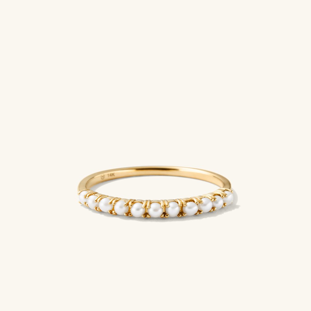 Mejuri Pearl Half Eternity Ring - 14k Yellow Gold Canada Store